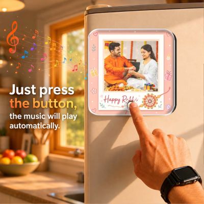 Custom Raksha Bandhan Musical Fridge Magnet Personalized Photo Song & Voice Message Gift  Rakhi Surprise for Siblings